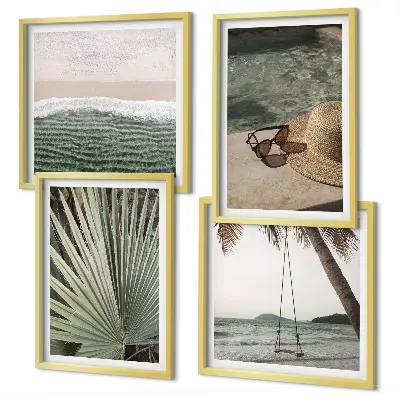 Slika nad zofo počitniški motiv z gugalnico na plaži