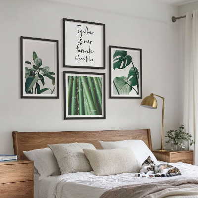 Set 4 slik v okvirju Listi bambusa