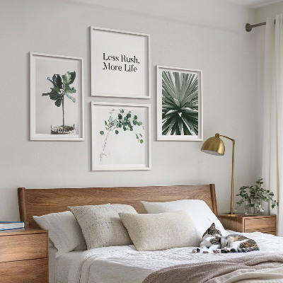 Set 4 slik v okvirju Minimalizem zelenih rastlin