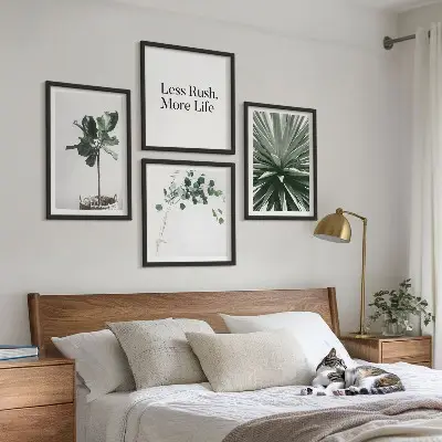 Set 4 slik v okvirju z motivom minimalizma zelenih rastlin
