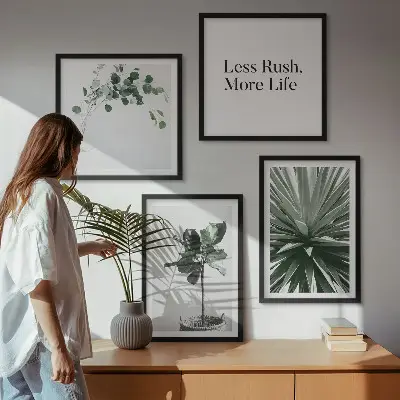 Set 4 slik v okvirju z motivom minimalizma zelenih rastlin
