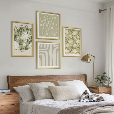 Pripravljena stenska galerija Boho rastlinske pastelne kompozicije