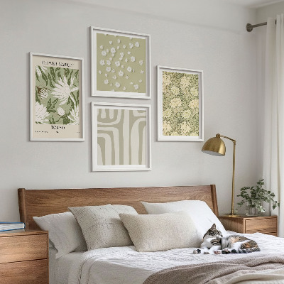 Pripravljena stenska galerija Boho rastlinske pastelne kompozicije