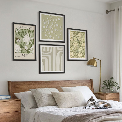 Pripravljena stenska galerija Boho rastlinske pastelne kompozicije