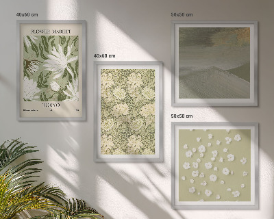 Set 4 slik v okvirju Cvetlične abstrakcije v boho slogu