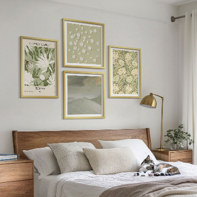 Set 4 slik v okvirju Cvetlične abstrakcije v boho slogu
