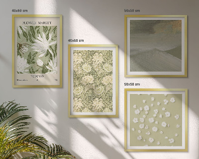 Set 4 slik v okvirju Cvetlične abstrakcije v boho slogu