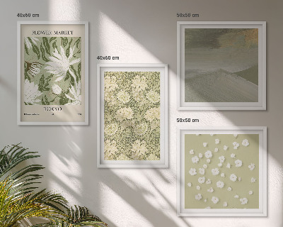 Set 4 slik v okvirju Cvetlične abstrakcije v boho slogu