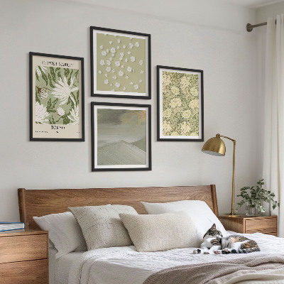 Set 4 slik v okvirju Cvetlične abstrakcije v boho slogu