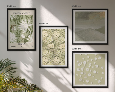 Set 4 slik v okvirju Cvetlične abstrakcije v boho slogu