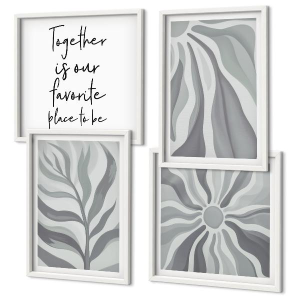 Set 4 slik v okvirju Ilustracije cvetličnih pastelnih vzorcev