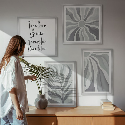 Set 4 slik v okvirju Ilustracije cvetličnih pastelnih vzorcev