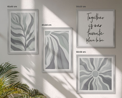 Set 4 slik v okvirju Ilustracije cvetličnih pastelnih vzorcev