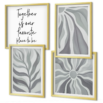 Set 4 slik v okvirju Ilustracije cvetličnih pastelnih vzorcev