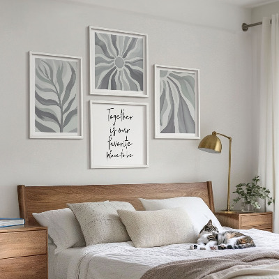 Set 4 slik v okvirju Ilustracije cvetličnih pastelnih vzorcev