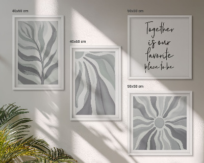 Set 4 slik v okvirju Ilustracije cvetličnih pastelnih vzorcev