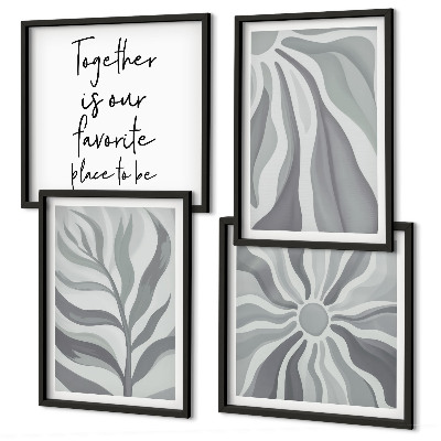 Set 4 slik v okvirju Ilustracije cvetličnih pastelnih vzorcev