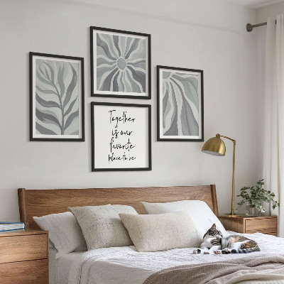 Set 4 slik v okvirju Ilustracije cvetličnih pastelnih vzorcev