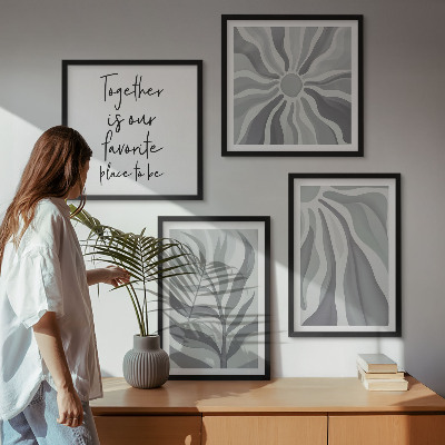 Set 4 slik v okvirju Ilustracije cvetličnih pastelnih vzorcev