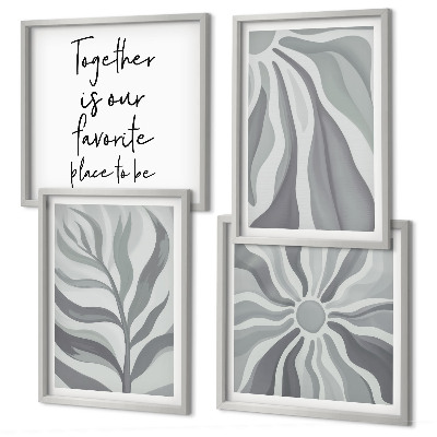 Set 4 slik v okvirju Ilustracije cvetličnih pastelnih vzorcev