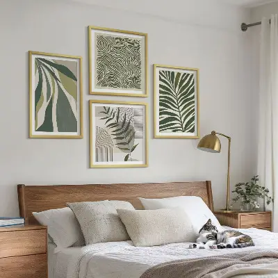 Pripravljena stenska galerija pastelne ilustracije listov in valov