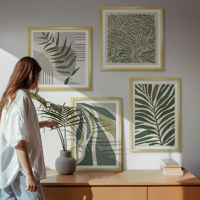 Pripravljena stenska galerija Pastelne ilustracije listov, valov