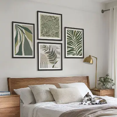 Pripravljena stenska galerija pastelne ilustracije listov in valov