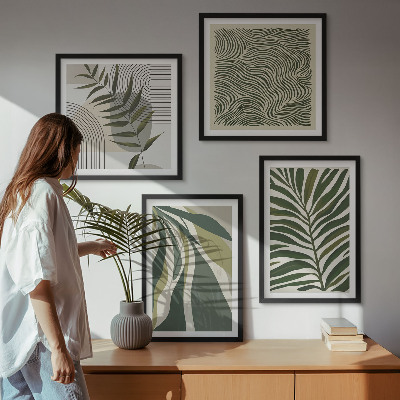 Pripravljena stenska galerija Pastelne ilustracije listov, valov