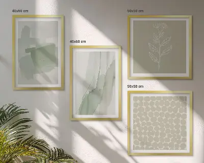 Komplet slik nad zofo z motivom abstraktnih akvarelnih rastlin