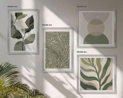 Pripravljena stenska galerija abstraktne geometrijske oblike listov