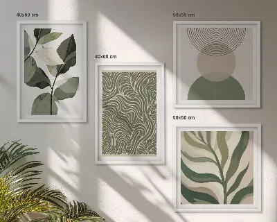 Pripravljena stenska galerija abstraktne geometrijske oblike listov