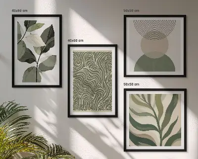 Pripravljena stenska galerija abstraktne geometrijske oblike listov