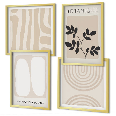 Set 4 slik v okvirju Boho plakati z nežnimi rastlinami