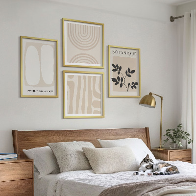 Set 4 slik v okvirju Boho plakati z nežnimi rastlinami