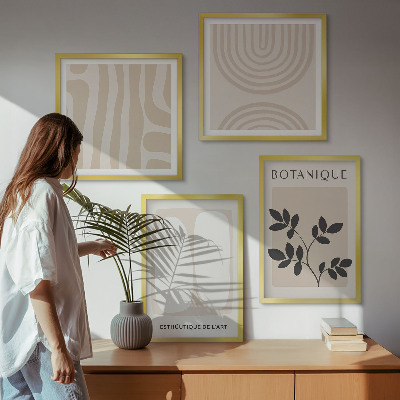 Set 4 slik v okvirju Boho plakati z nežnimi rastlinami