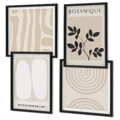 Set 4 slik v okvirju Boho plakati z nežnimi rastlinami