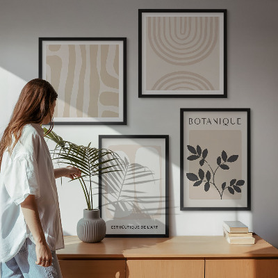 Set 4 slik v okvirju Boho plakati z nežnimi rastlinami