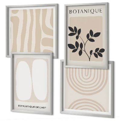 Set 4 slik v okvirju Boho plakati z nežnimi rastlinami
