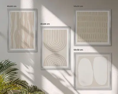 Komplet slik nad zofo z abstraktnimi boemskimi vzorci in oblikami