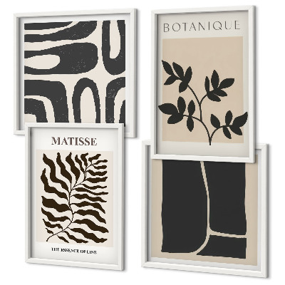 Set 4 slik v okvirju Minimalistični rastlinski plakati