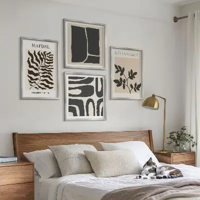 Minimalistični rastlinski plakati komplet 4 slik v okvirju