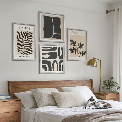Set 4 slik v okvirju Minimalistični rastlinski plakati