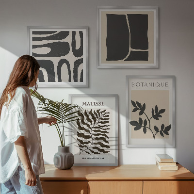 Set 4 slik v okvirju Minimalistični rastlinski plakati