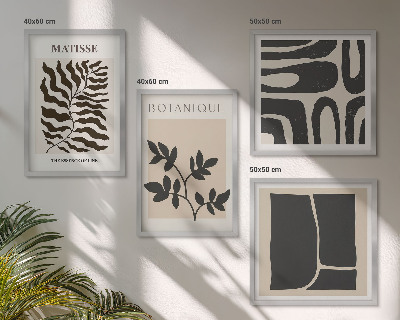 Set 4 slik v okvirju Minimalistični rastlinski plakati