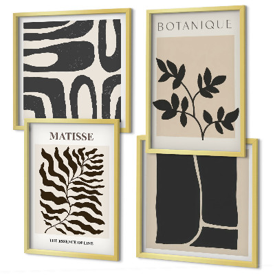 Set 4 slik v okvirju Minimalistični rastlinski plakati