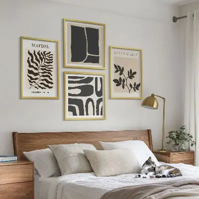 Minimalistični rastlinski plakati komplet 4 slik v okvirju