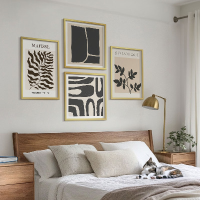 Set 4 slik v okvirju Minimalistični rastlinski plakati