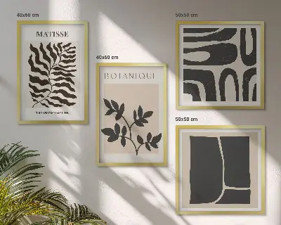 Minimalistični rastlinski plakati komplet 4 slik v okvirju