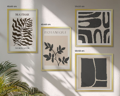 Set 4 slik v okvirju Minimalistični rastlinski plakati