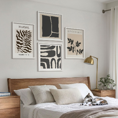 Set 4 slik v okvirju Minimalistični rastlinski plakati